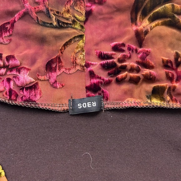 Italian vintage velour flare sleeve paisley brown autumn fall top size L - Picture 3 of 4